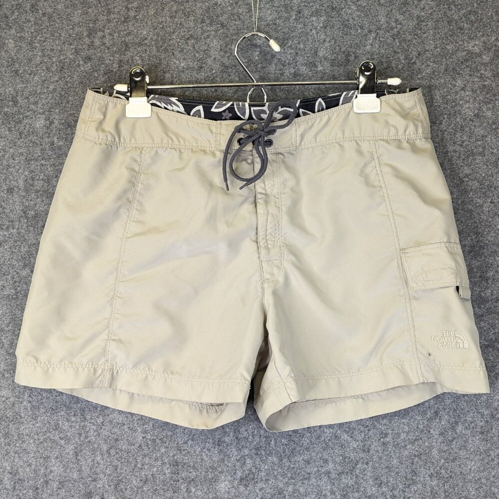 North Face Womens Cargo Shorts Size 12 Tan Nylon Utility Hiking Flat Front